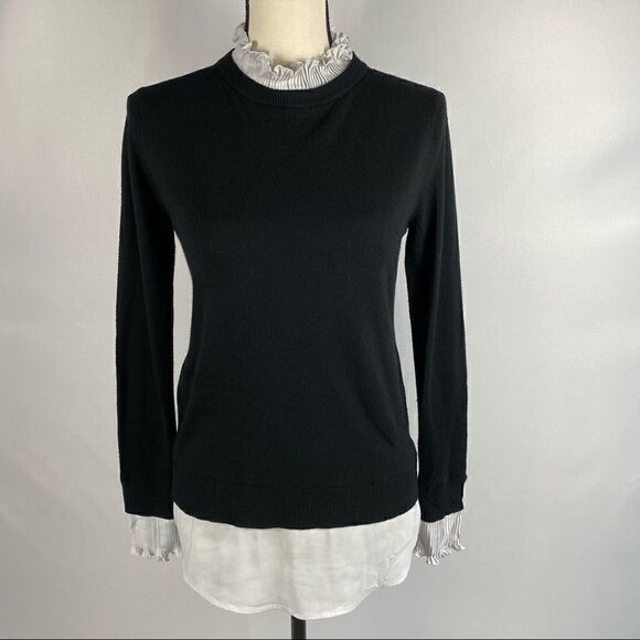 Vila Milano Sweater in Black with White Accents - Picture 1 of 4